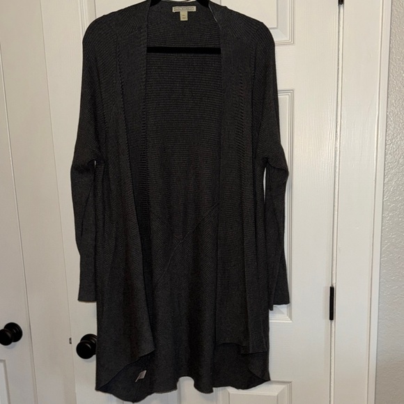 Dana Buchman Sweaters - Dana Buchman Women’s Ribbed Charcoal Open-Front Draped Knit Cardigan Size XL